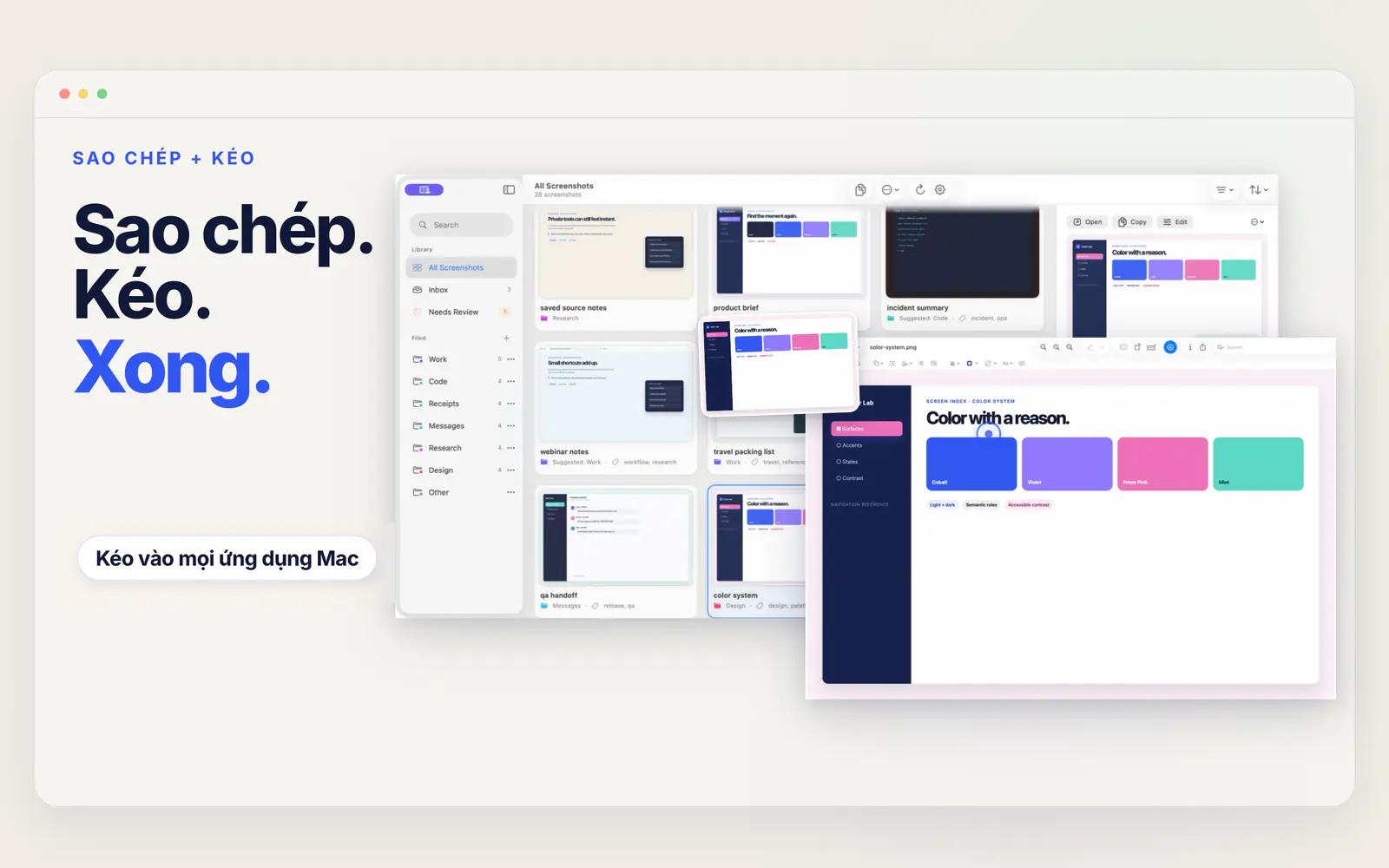 Một ảnh chụp được kéo từ Screen Index sang ứng dụng Mac khác